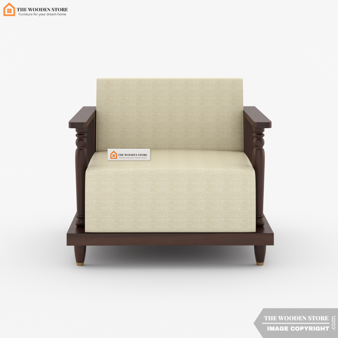 Gabriel 1 Seater Wooden Sofa (Walnut Finish)