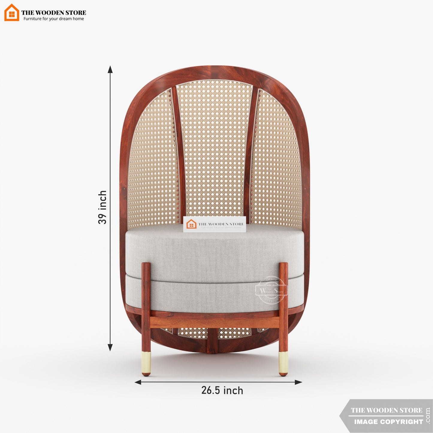 Remzo Curved Chair with Cane (Honey Finish)