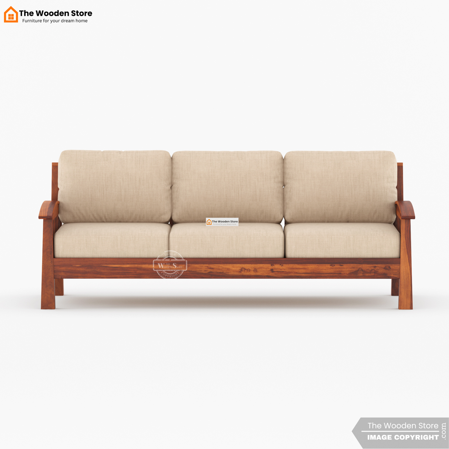 Olympia 3+1+1 Wooden Sofa Set (Honey Finish)