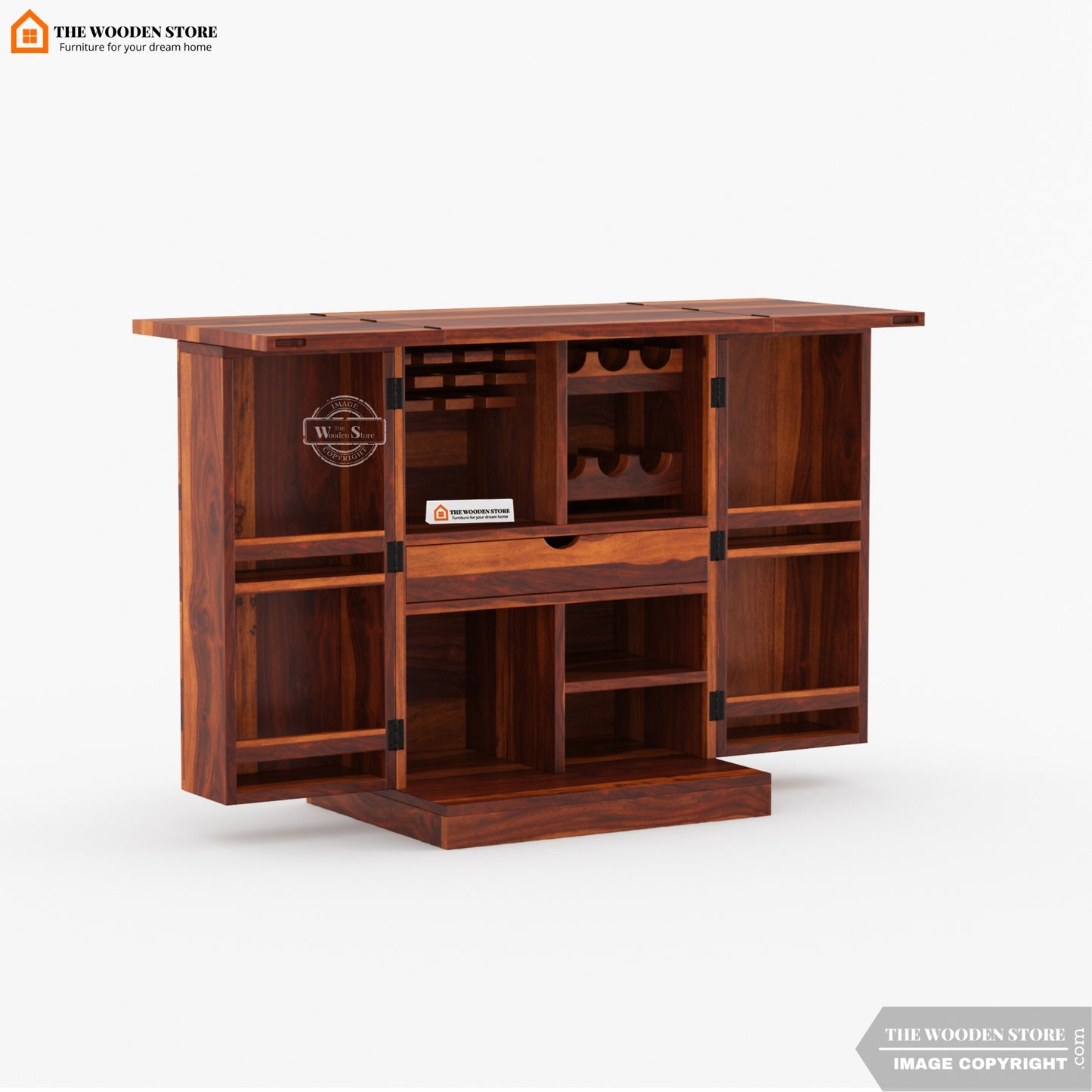 Morris Small Bar Cabinet (Honey Finish)