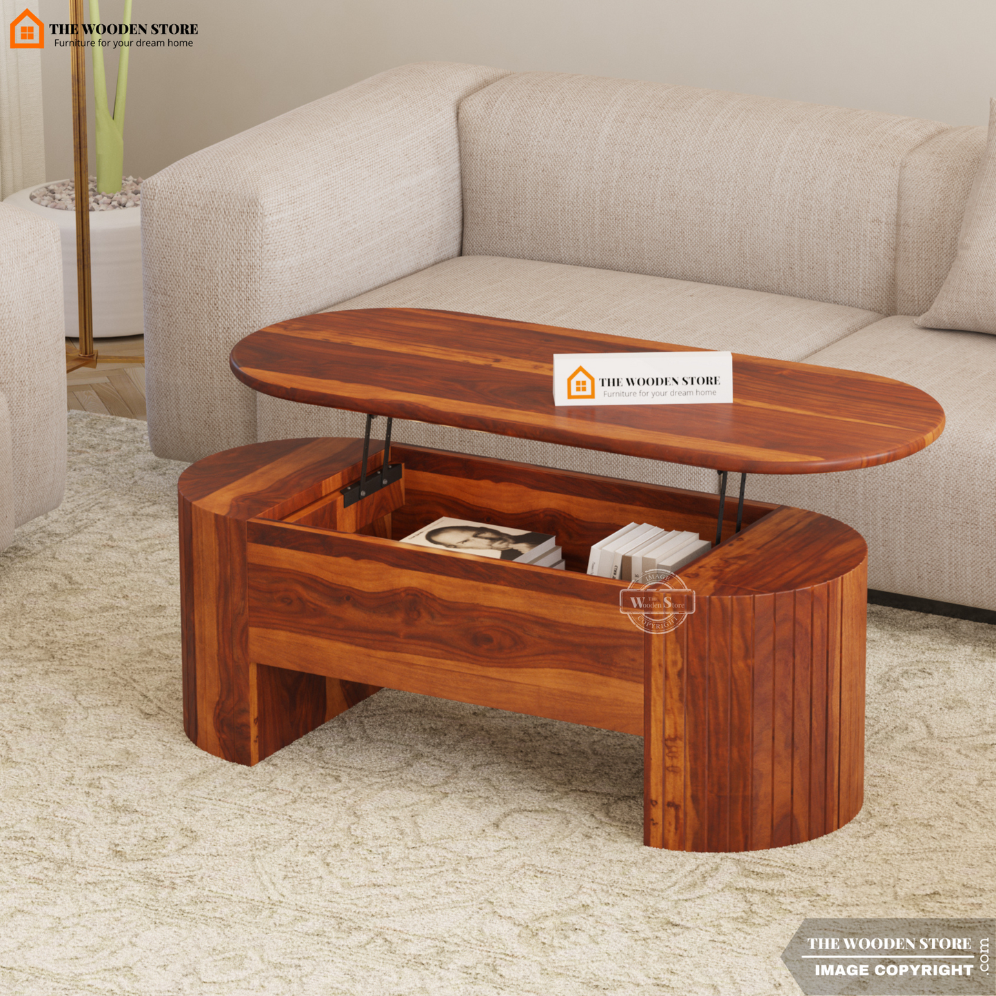 Breidy Lift Top Coffee Table (Honey Finish)