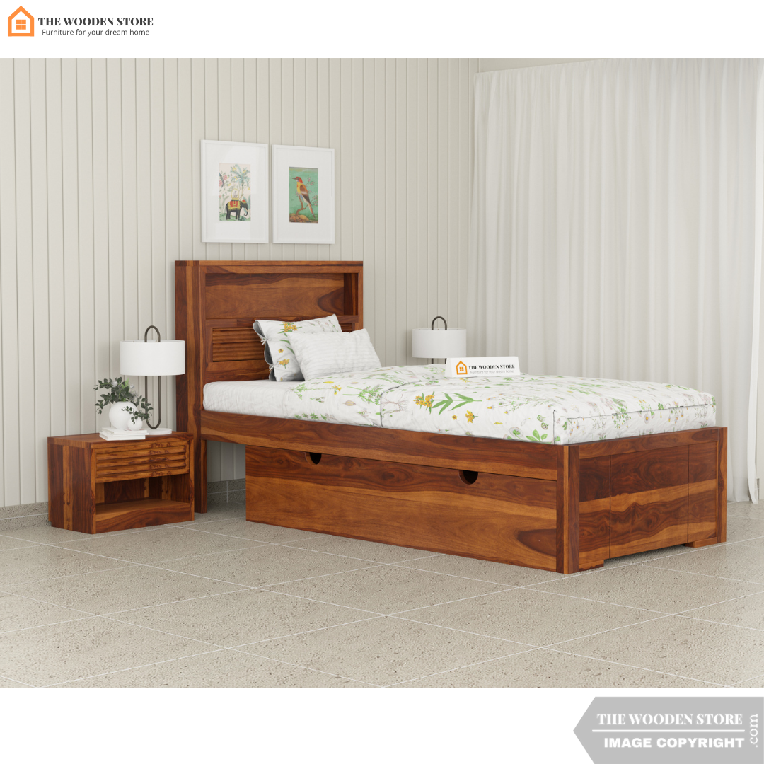 Franklin Single Bed With Storage (Honey Finish)