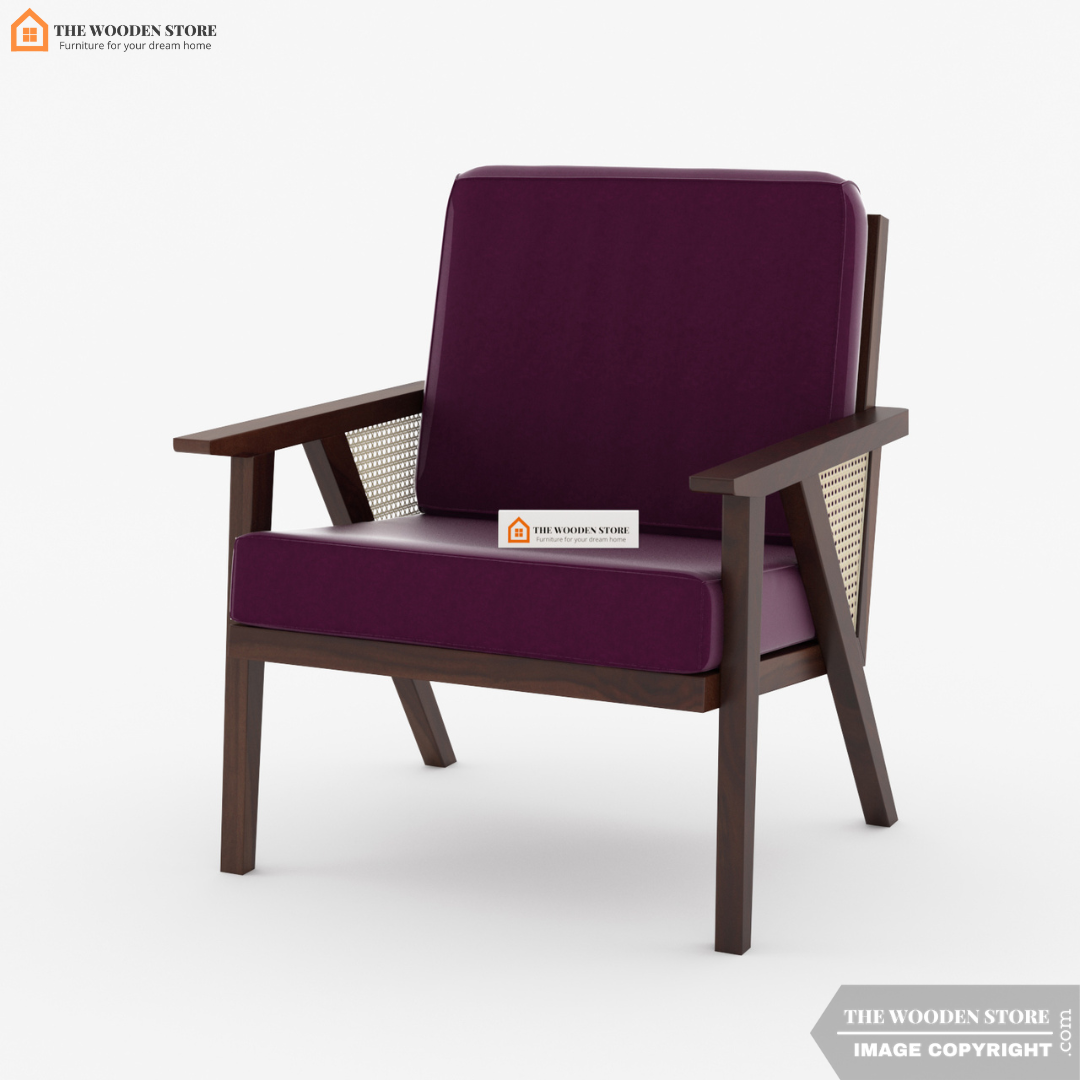 Martha Lounge Chair (Walnut Finish, Wine Berry)