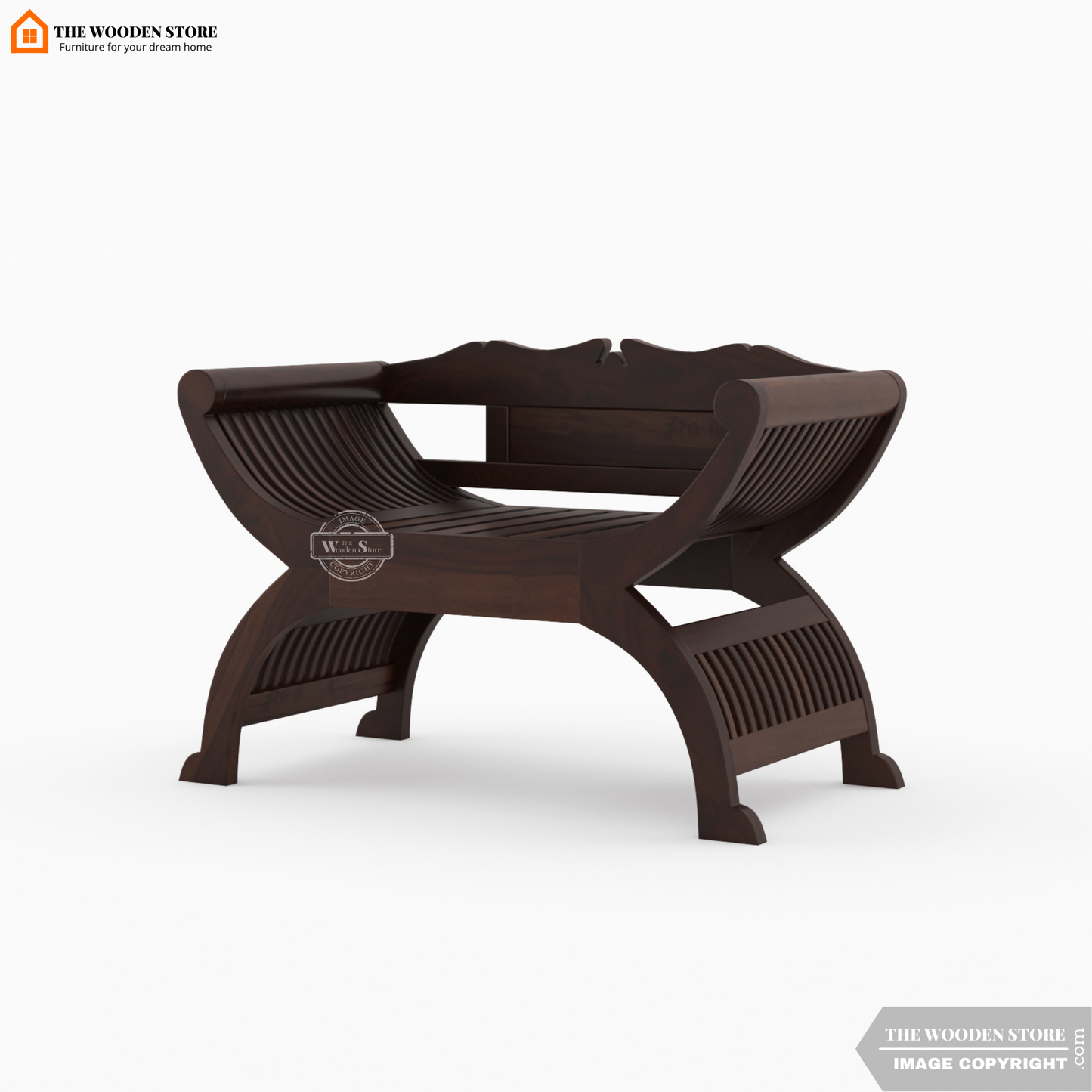 Abha Wooden Arm Chair Set (Walnut Finish)
