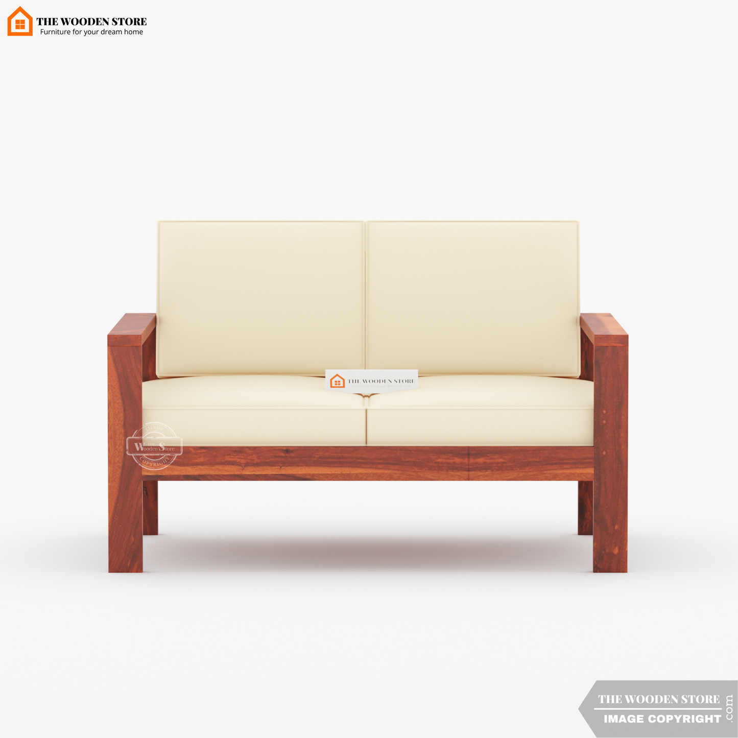 Romy 2 Seater Wooden Sofa (Honey Finish)