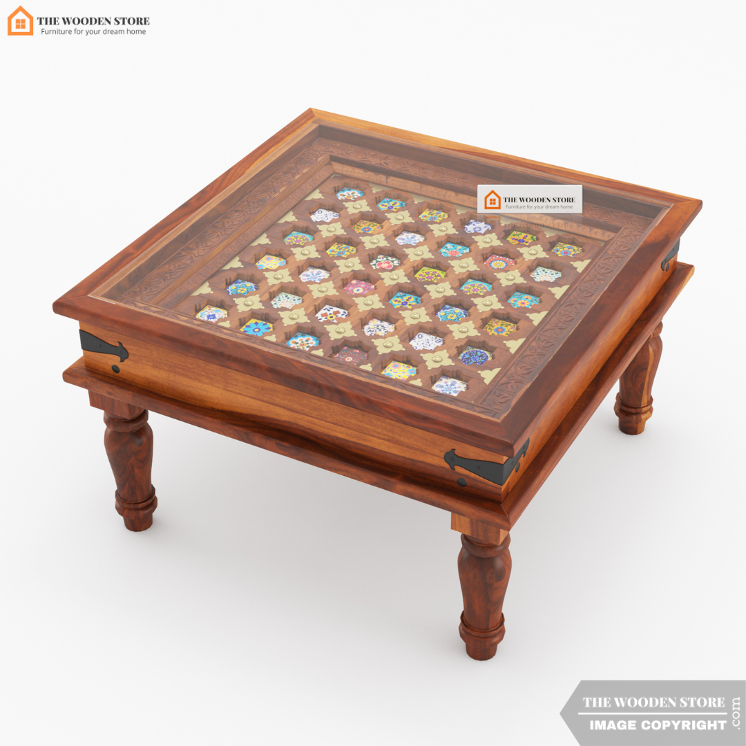 Bunny Coffee Table with Brass (Honey Finish)