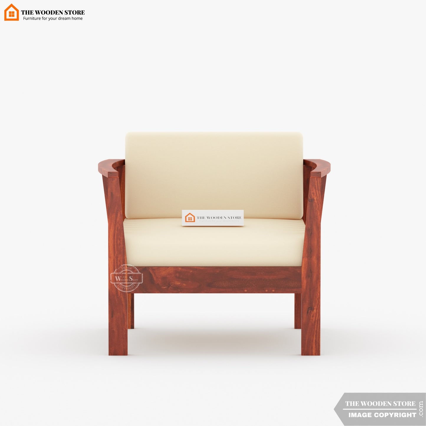 Hilltop 1 Seater Wooden Sofa (Honey Finish)