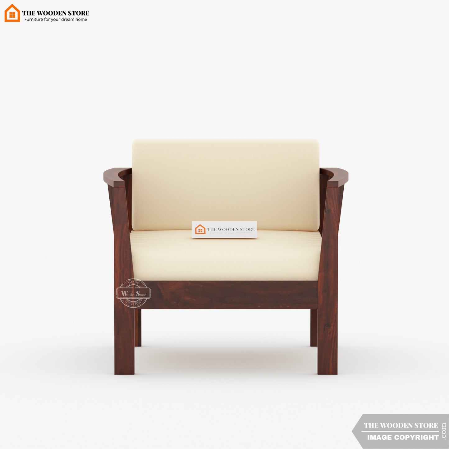 Hilltop 1 Seater Wooden Sofa (Walnut Finish)