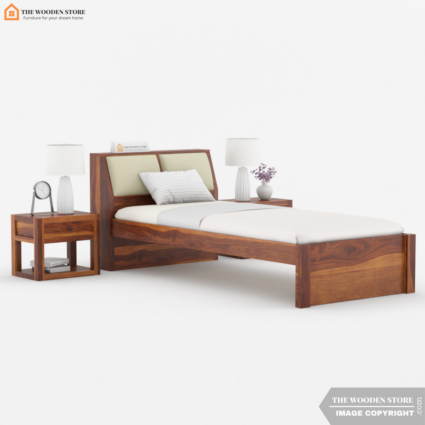 Walker Single Bed With Drawer Storage (Honey Finish)