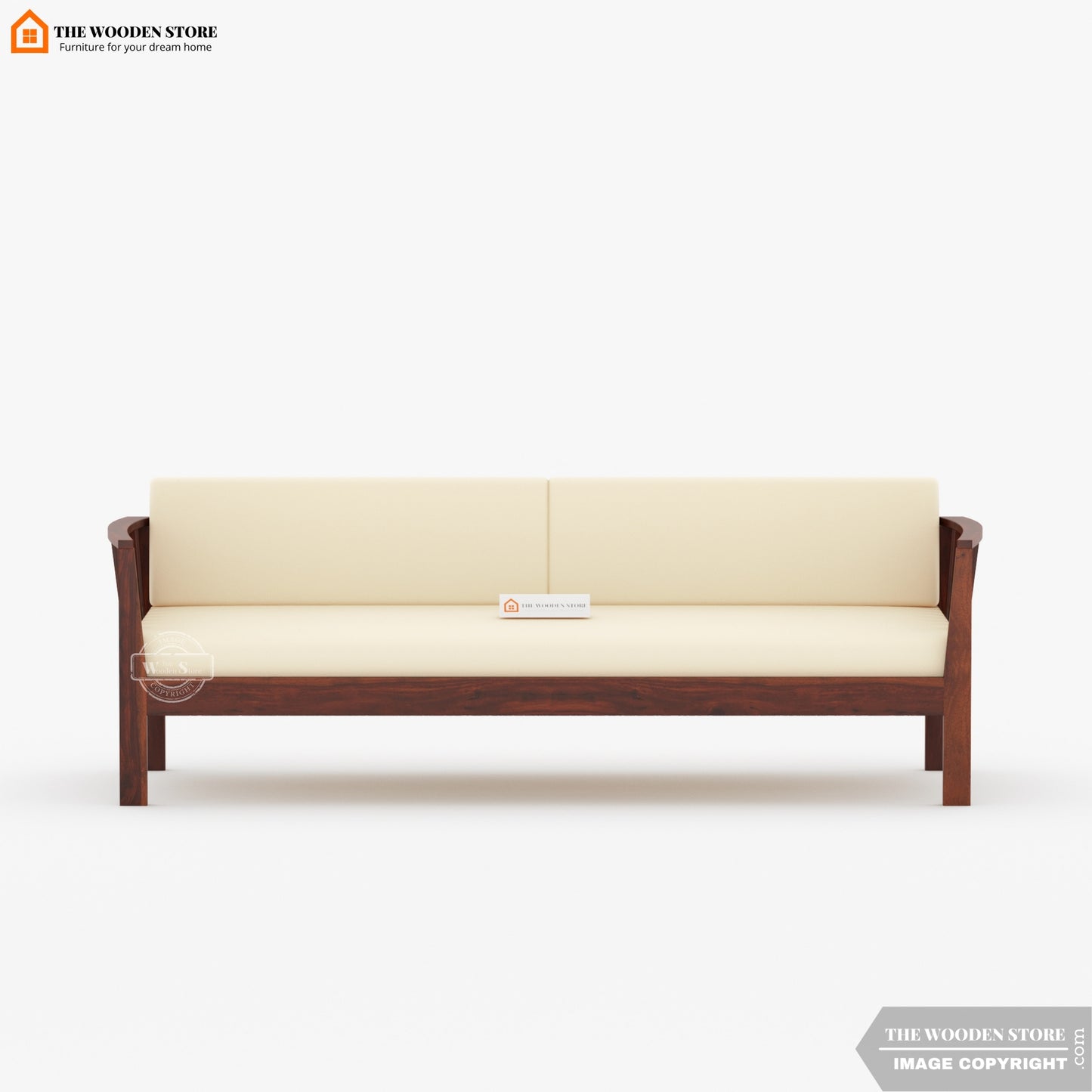 Hilltop 3 Seater Wooden Sofa (Walnut Finish)