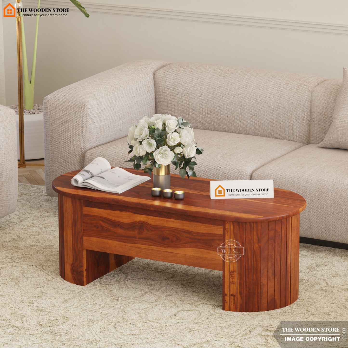 Breidy Lift Top Coffee Table (Honey Finish)