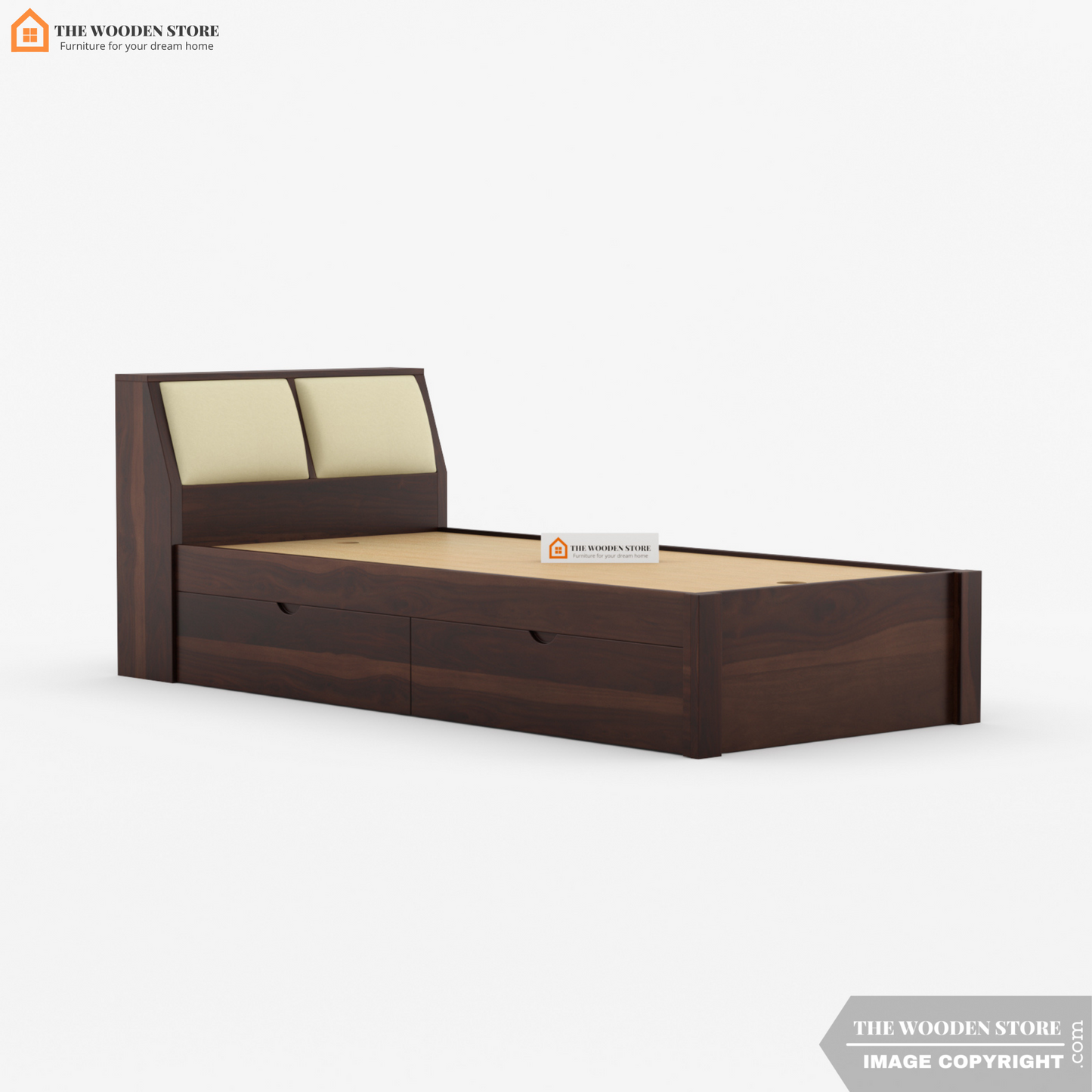 Walker Single Bed With Drawer Storage (Honey Finish)