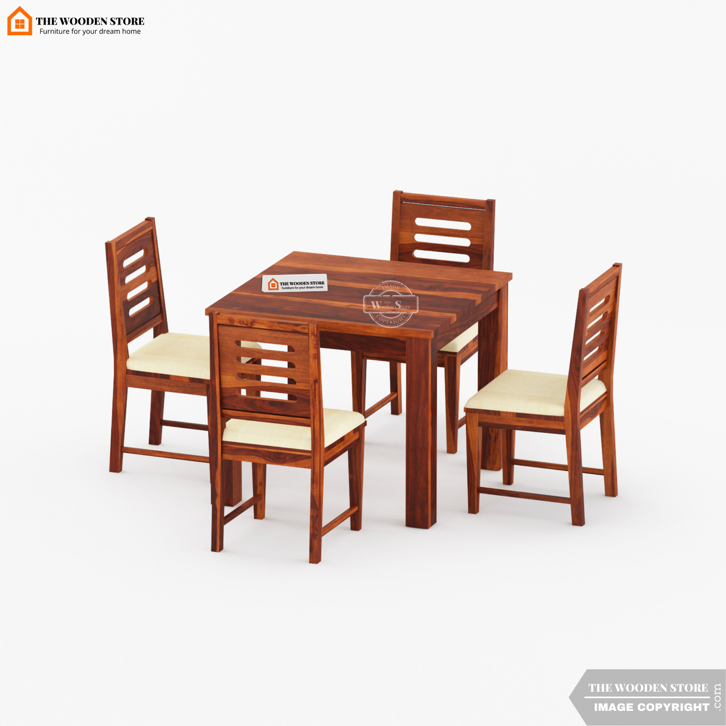 Bob 4 Seater Dining Set (Honey Finish)