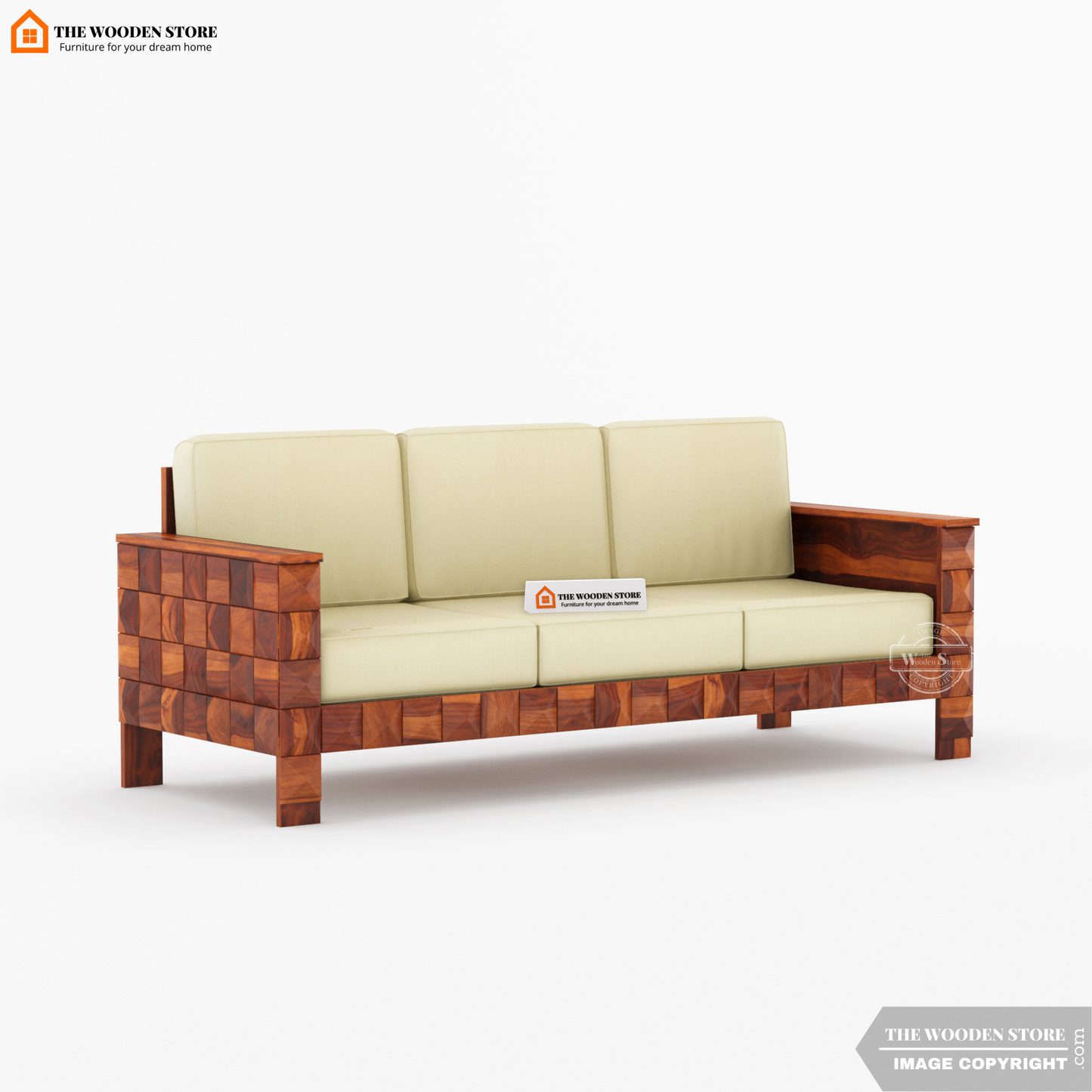 Morris 3+1+1 Wooden Sofa Set (Honey Finish)