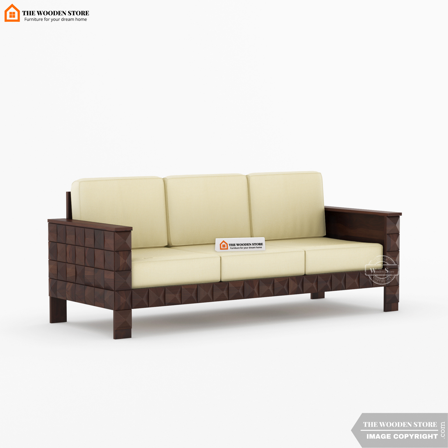 Morris 3+1+1 Wooden Sofa Set (Walnut Finish)