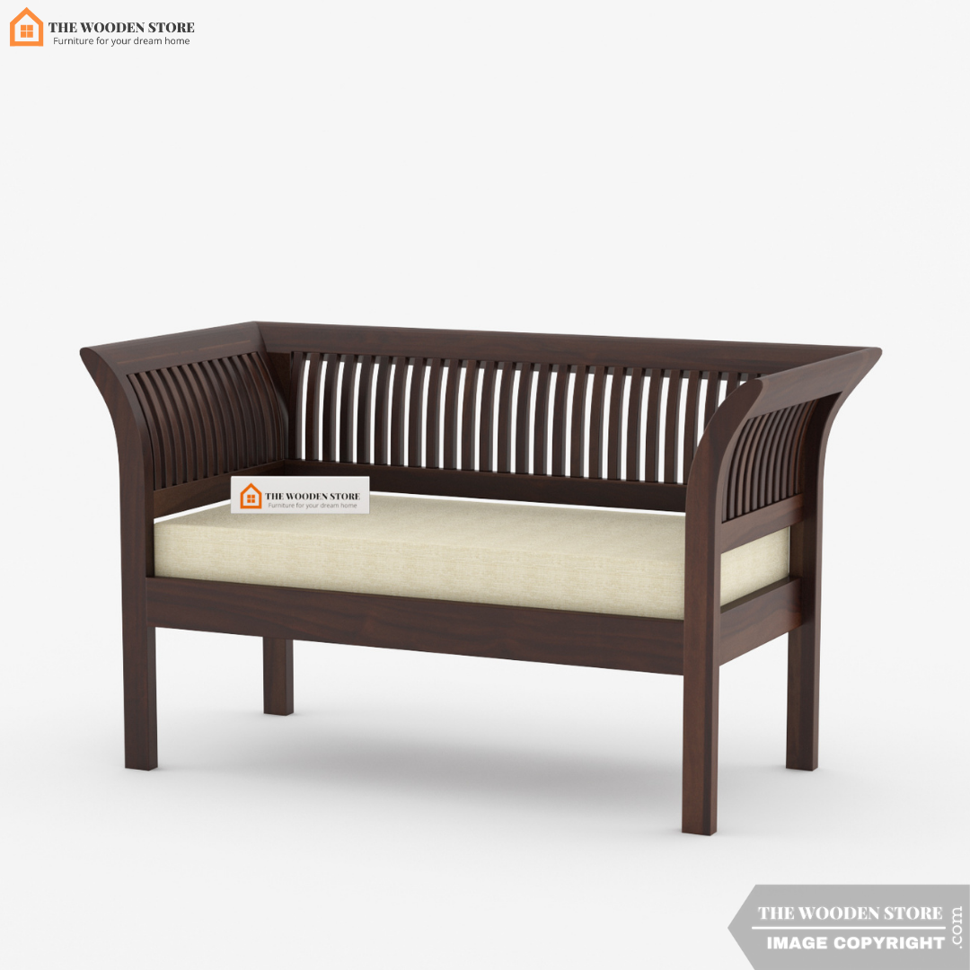 Vasundhara 2 Seater Wooden Sofa (Walnut Finish)