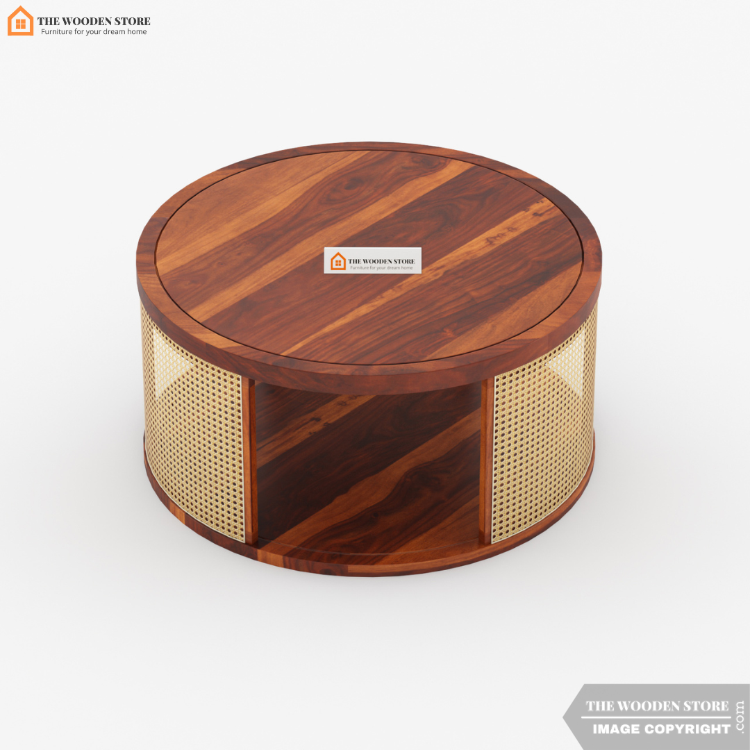 Carter Round Coffee Table (Honey Finish)