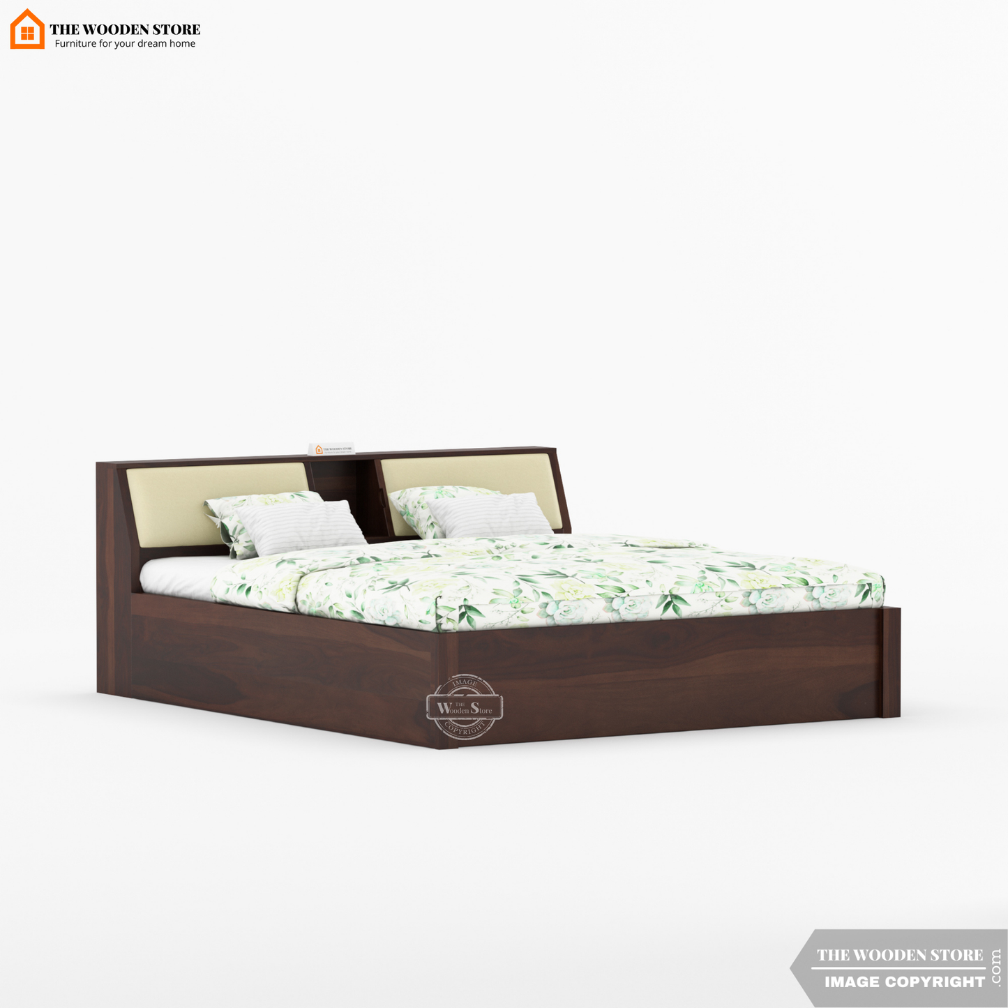 Walker Hydraulic Bed With Storage (King Size, Walnut Finish)