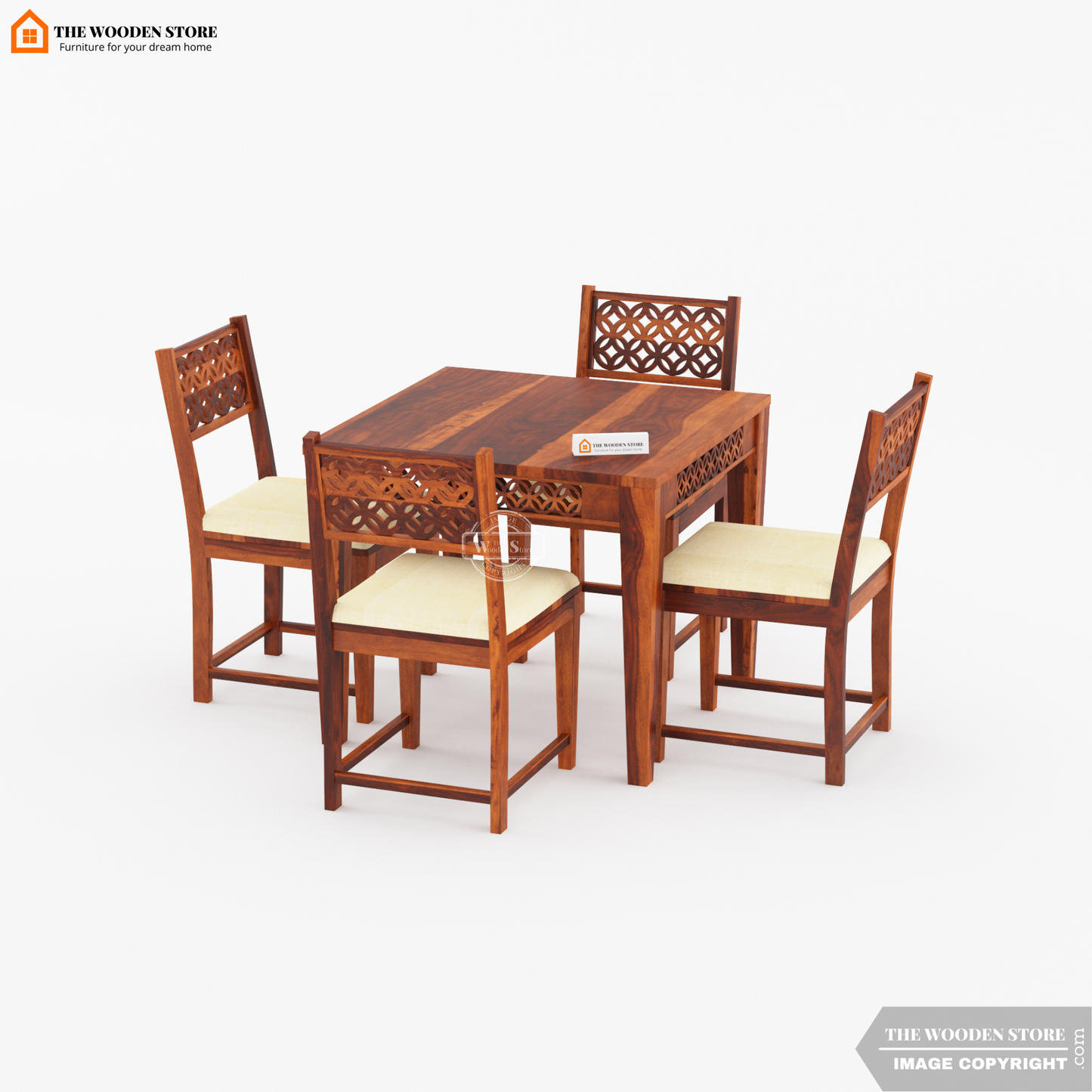 Daffy 4 Seater Dining Set (Honey Finish)