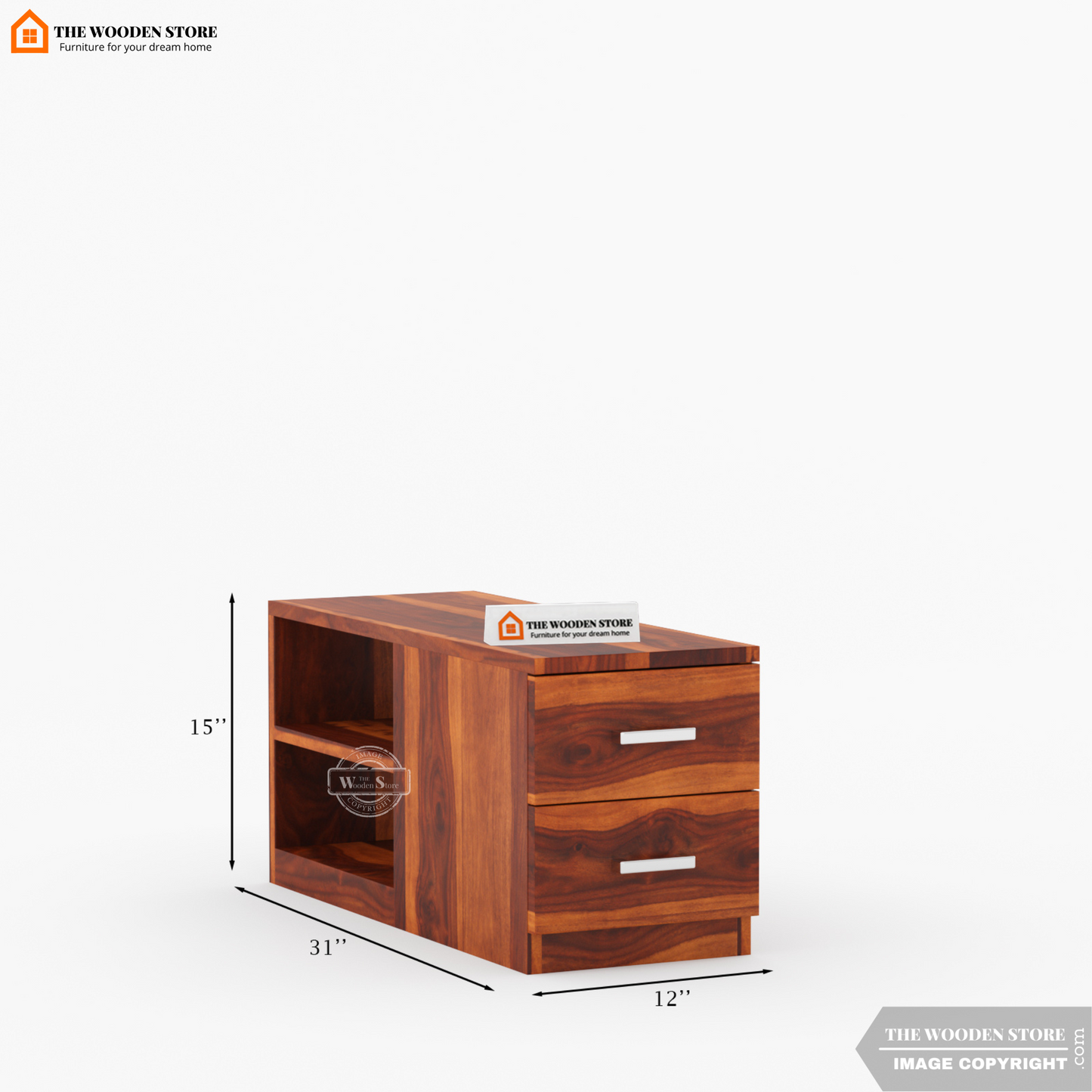 Shawn L-Shaped Sofa with Storage (Honey Finish)