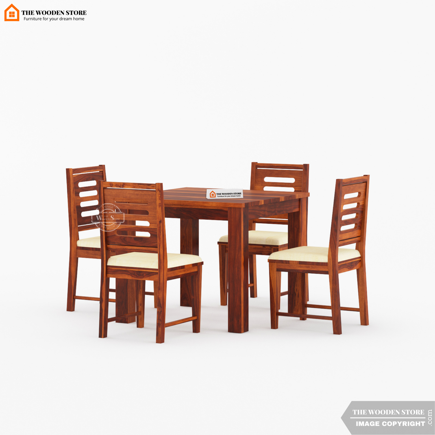Bob 4 Seater Dining Set (Honey Finish)