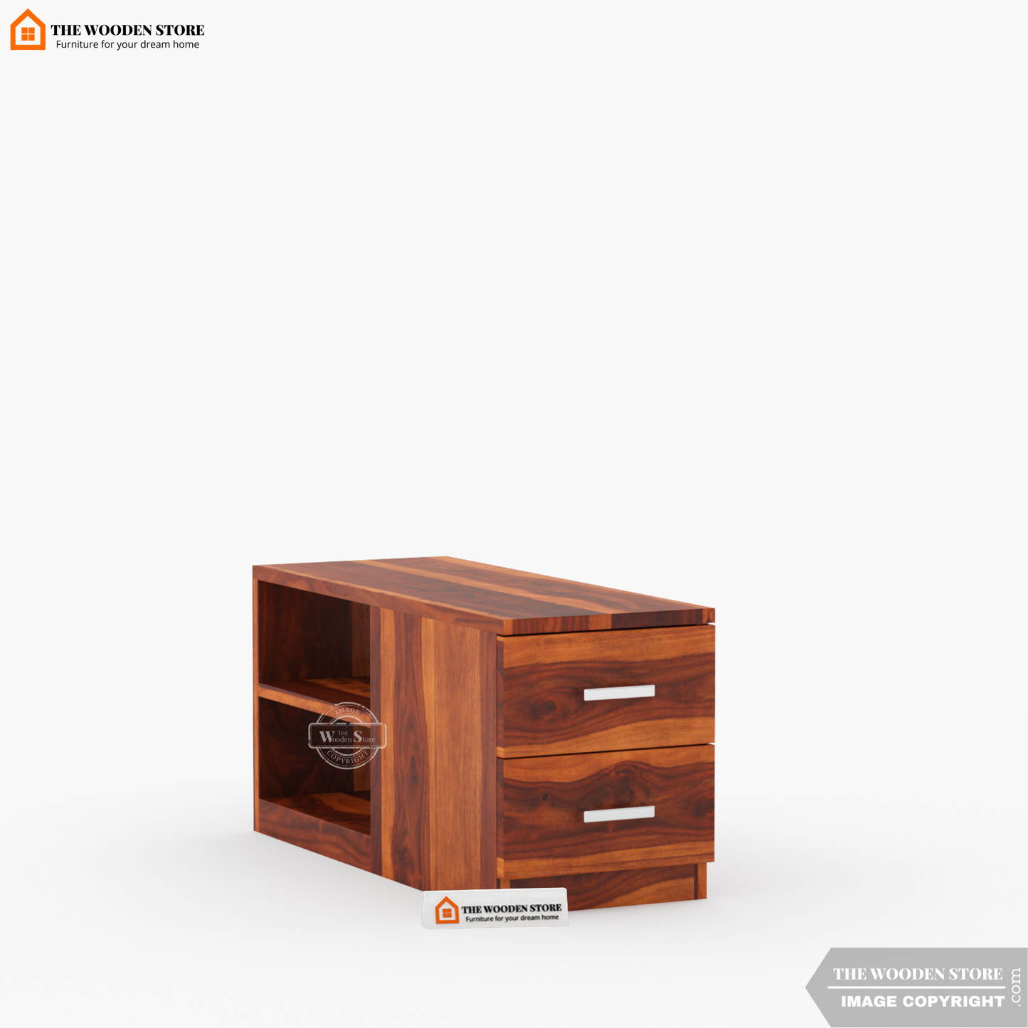 Shawn L-Shaped Sofa with Storage (Honey Finish)