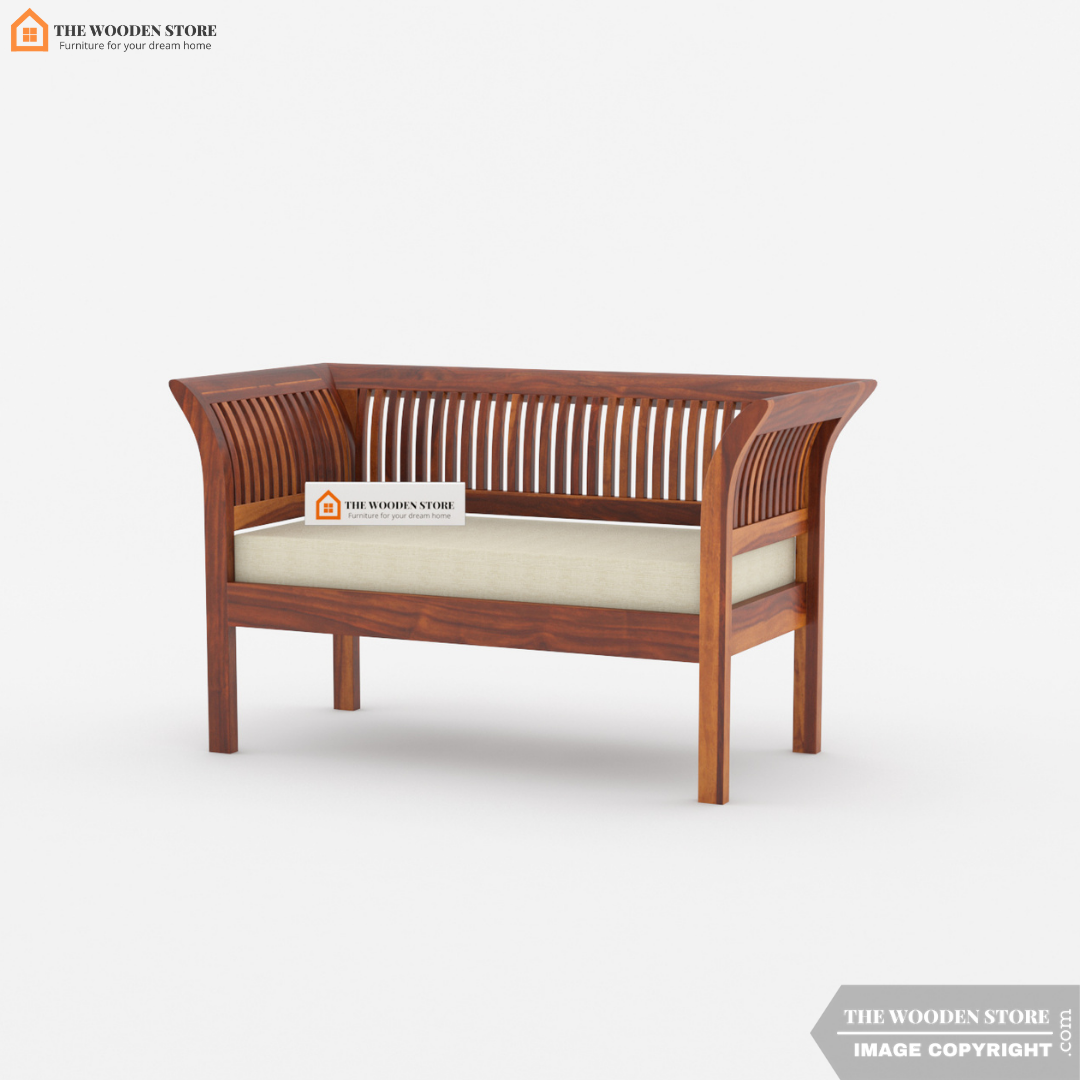 Vasundhara 2 Seater Wooden Sofa (Honey Finish)