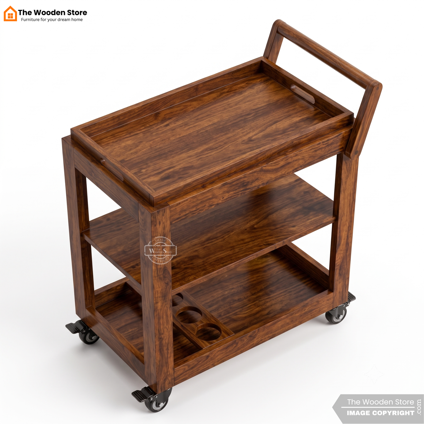 Hesper Bar Trolley (Honey Finish)