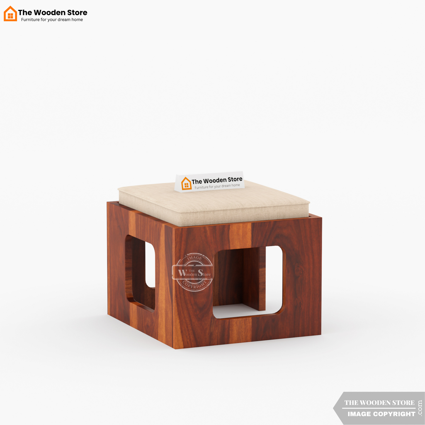 Jelo Coffee Table with 2 Stools (Honey Finish)