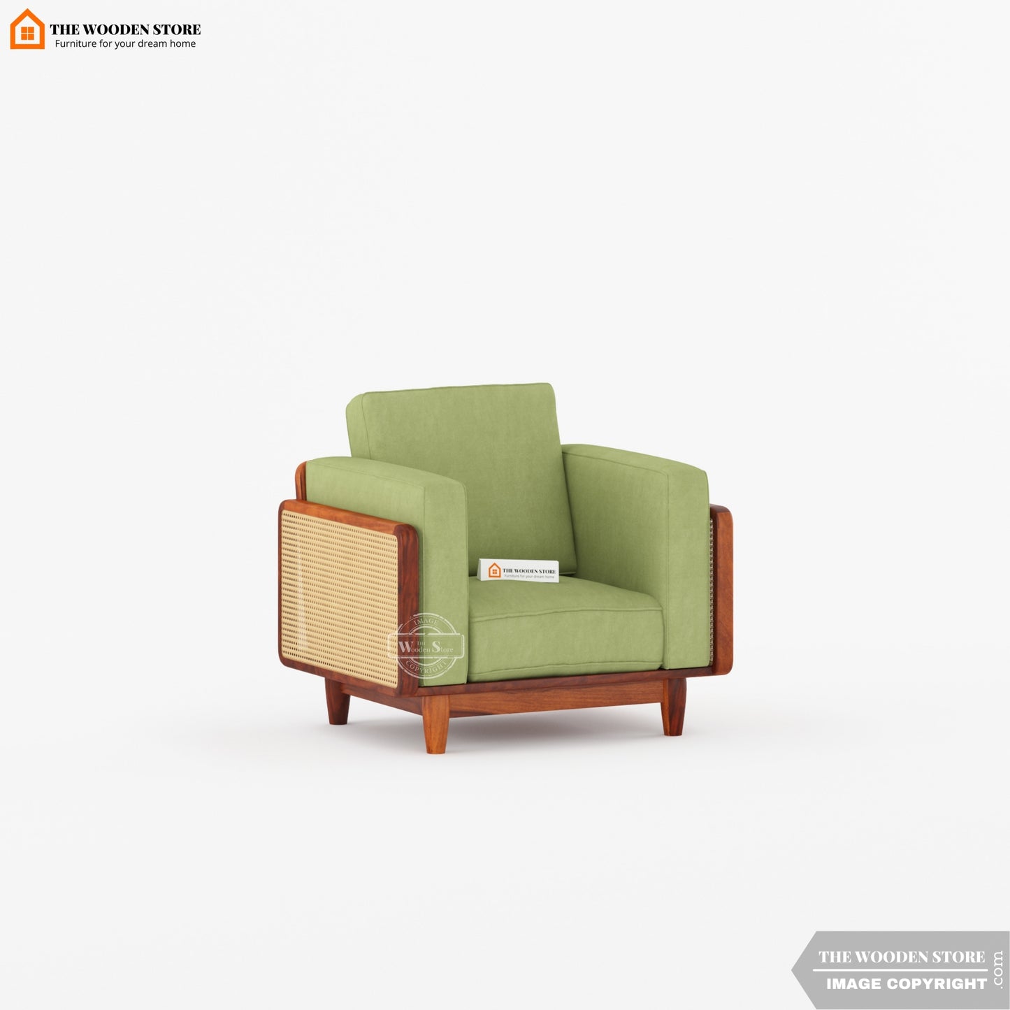 Arica 1 Seater Wooden Sofa (Honey Finish)