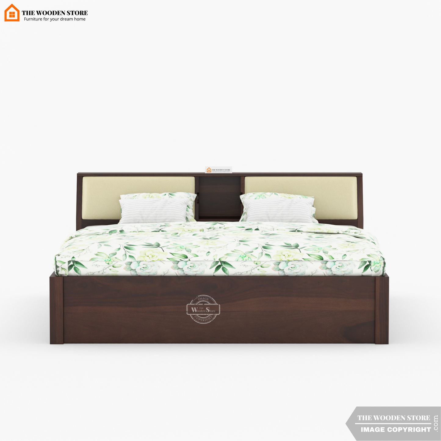 Walker Hydraulic Bed With Storage (King Size, Walnut Finish)