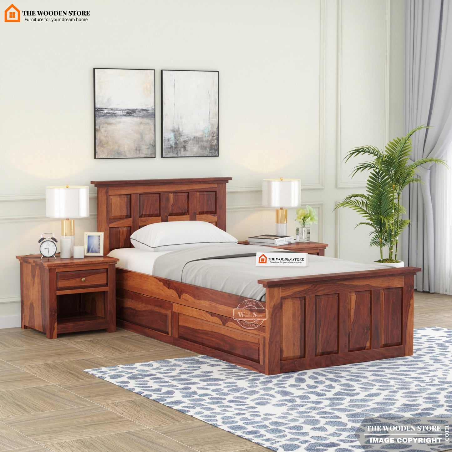 Paloma Single Bed With Storage (Honey Finish)