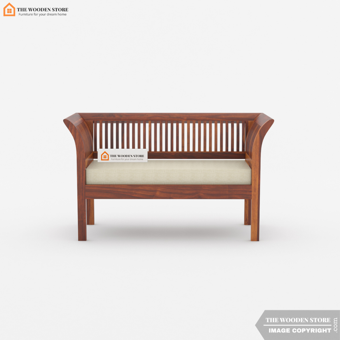 Vasundhara 2 Seater Wooden Sofa (Honey Finish)