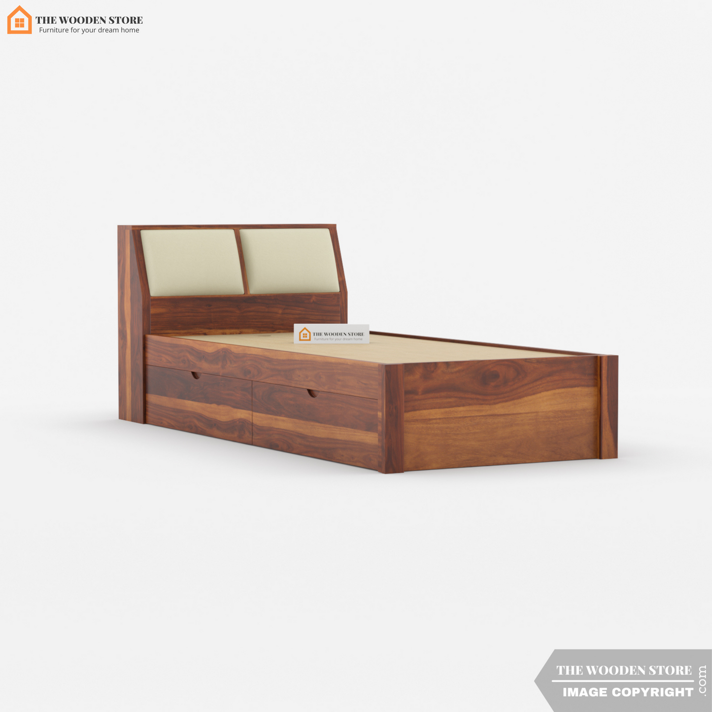 Walker Single Bed With Drawer Storage (Honey Finish)