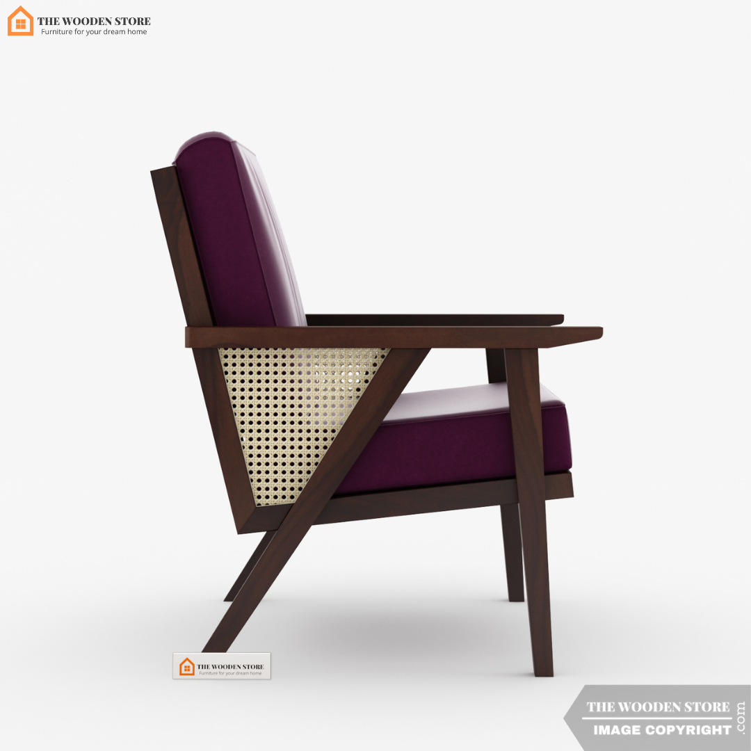 Martha Lounge Chair (Walnut Finish, Wine Berry)