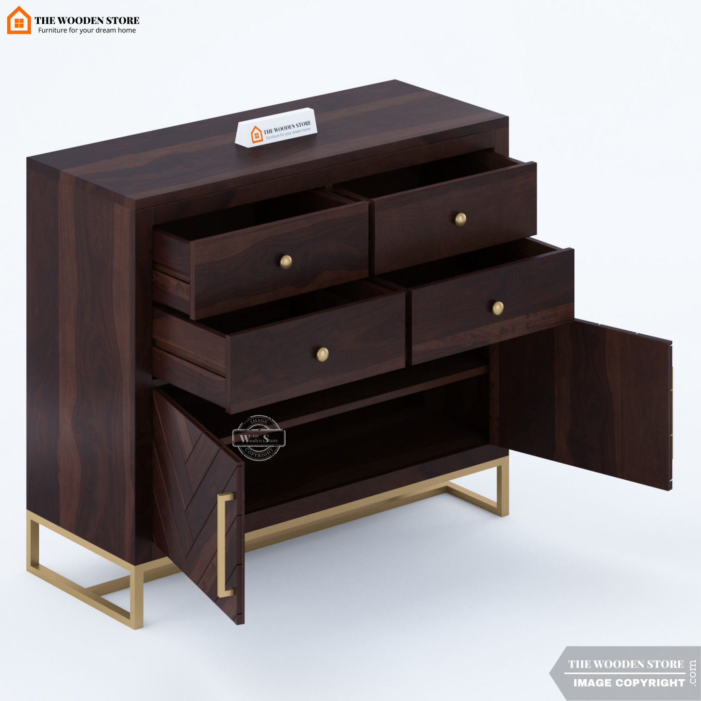 Kyron Chest Of Drawers (Walnut Finish)
