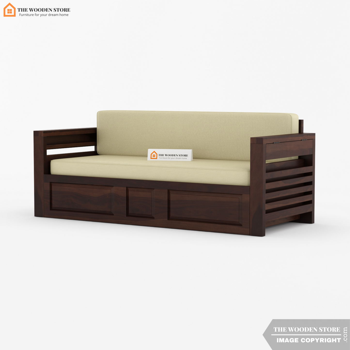 Casper Sofa Cum Bed (Walnut Finish)