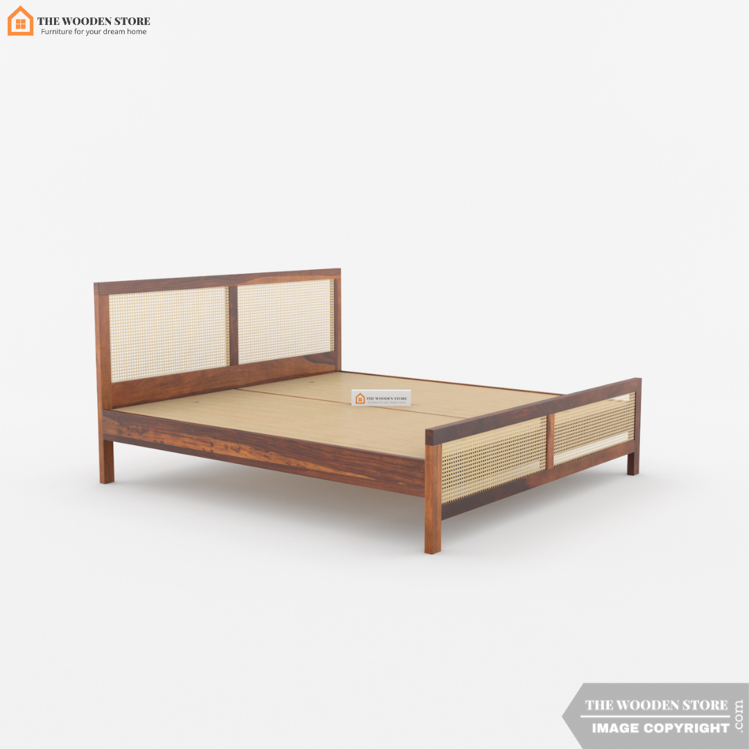 Amlin Bed Without Storage (King Size, Honey Finish)