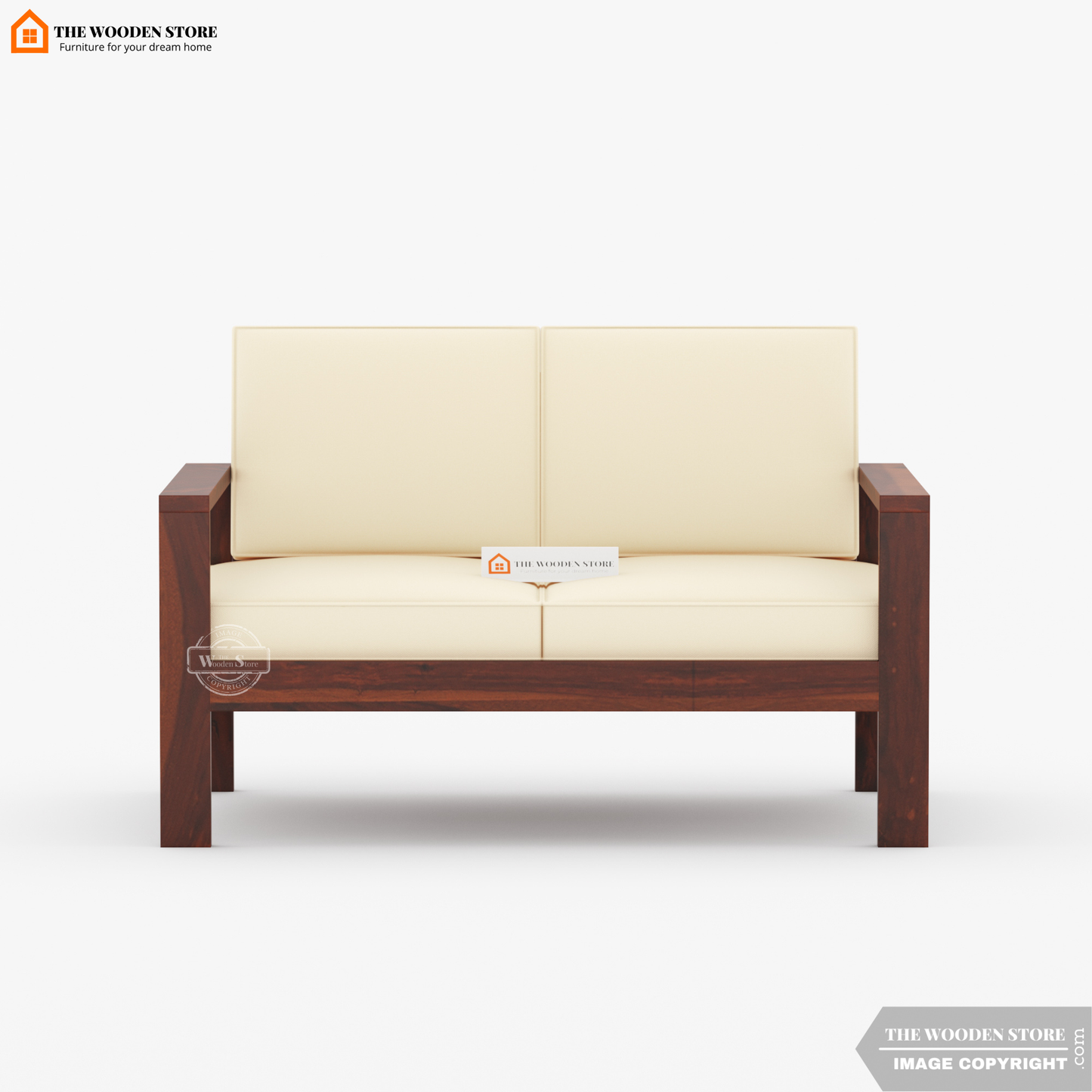 Romy 2 Seater Wooden Sofa (Walnut Finish)