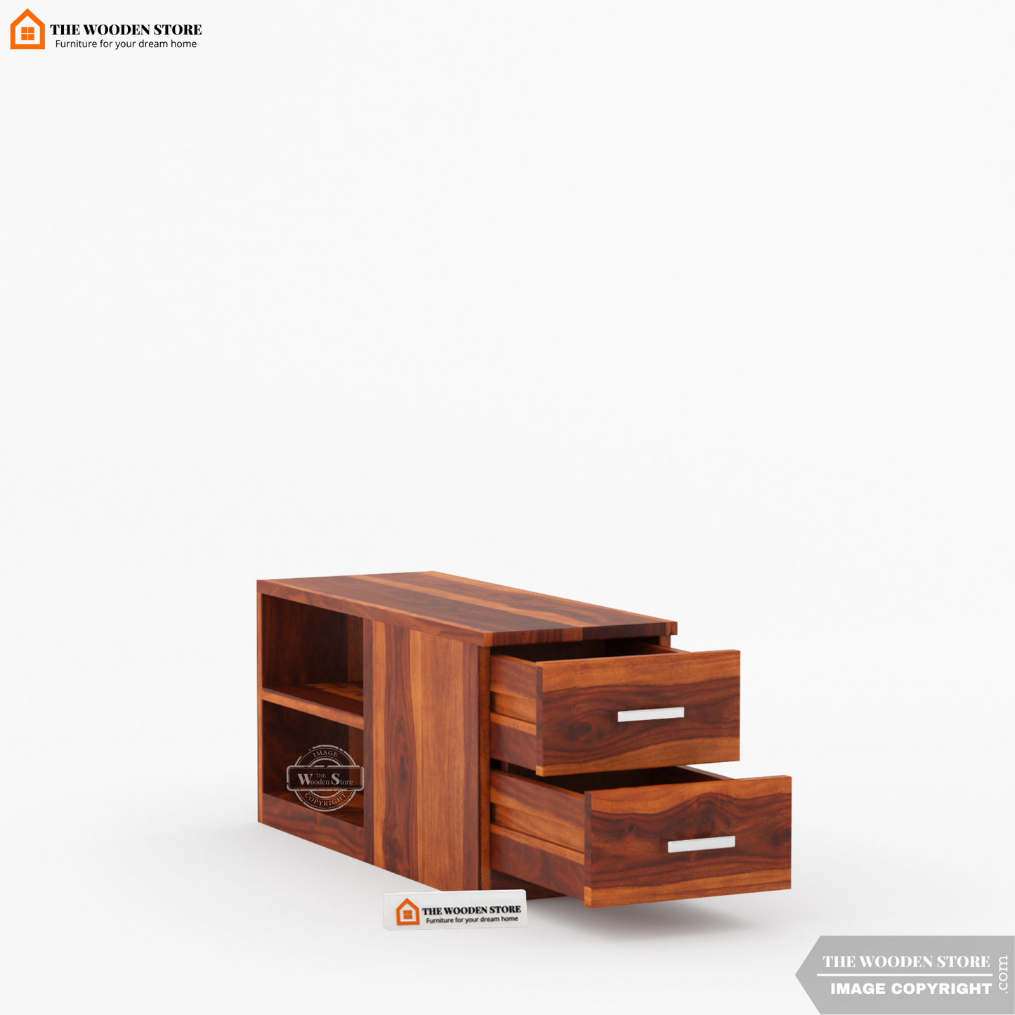 Shawn L-Shaped Sofa with Storage (Honey Finish)