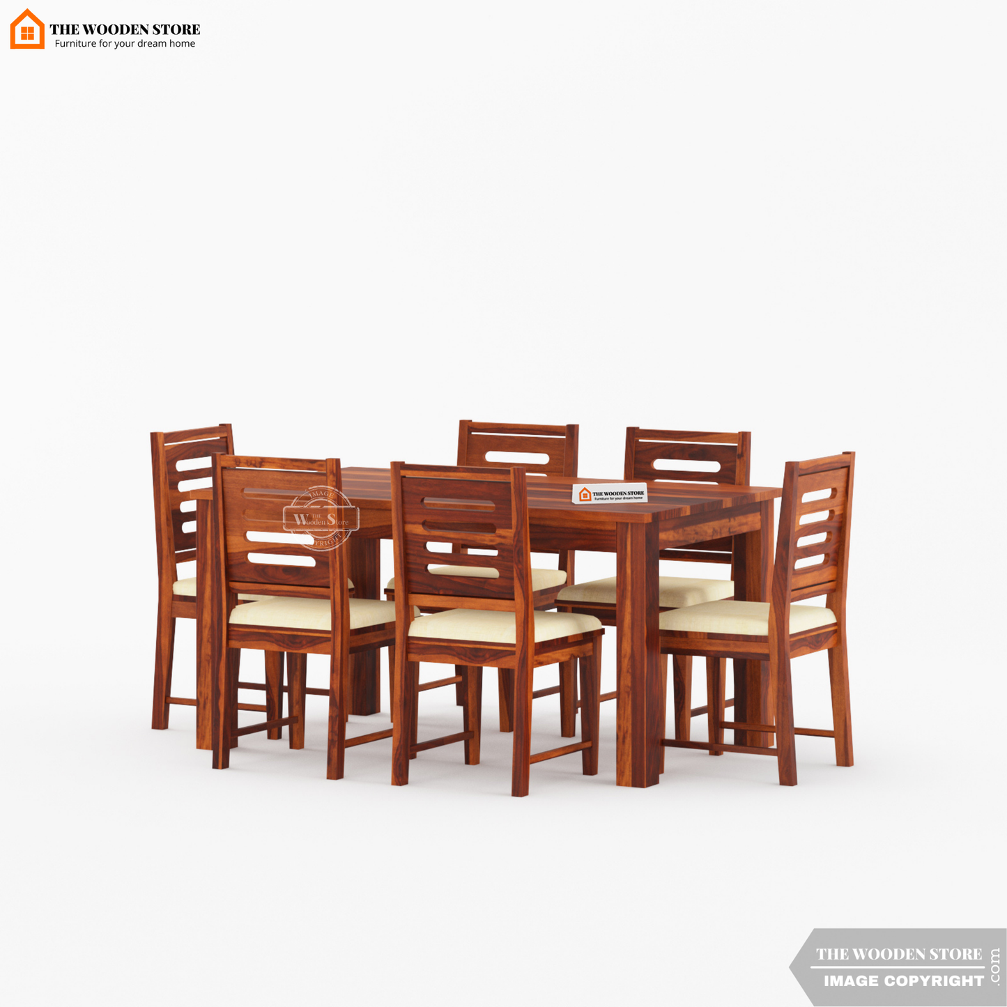Bob 6 Seater Dining Set (Honey Finish)