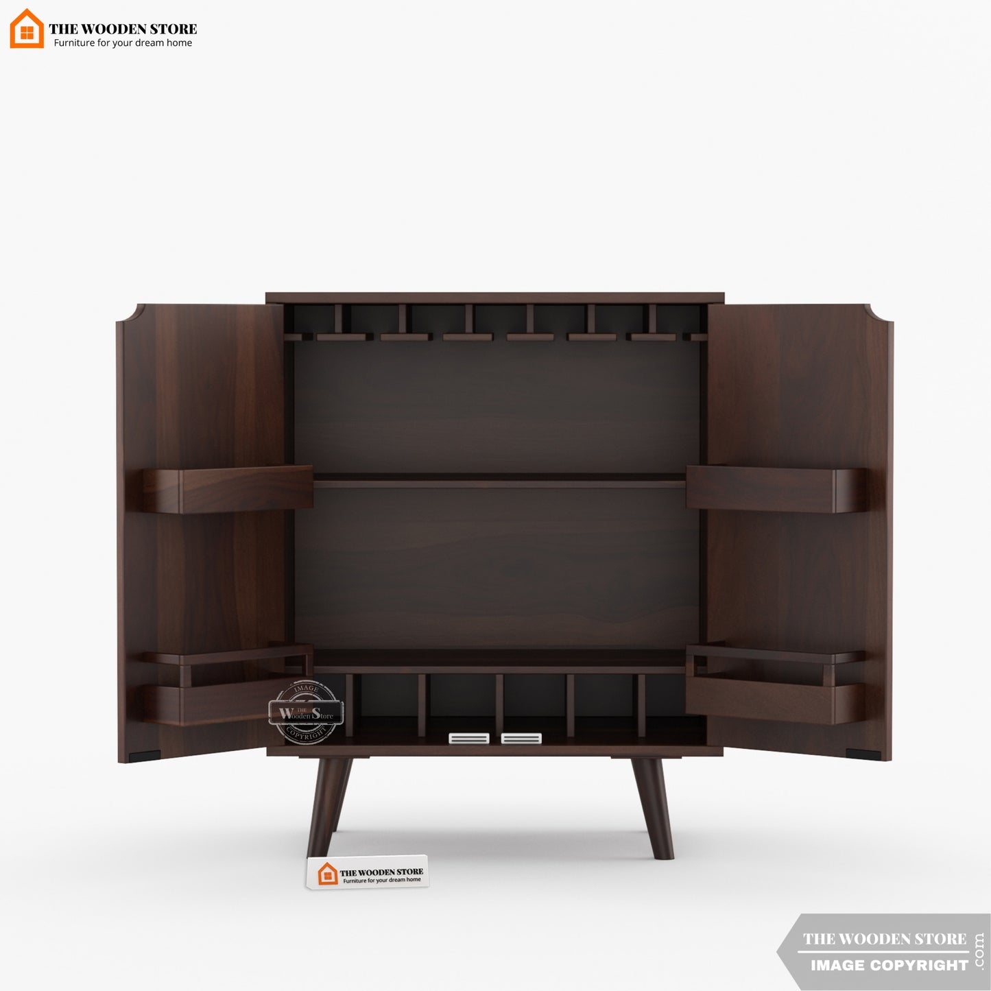 Breesa Bar Cabinet (Honey Finish)