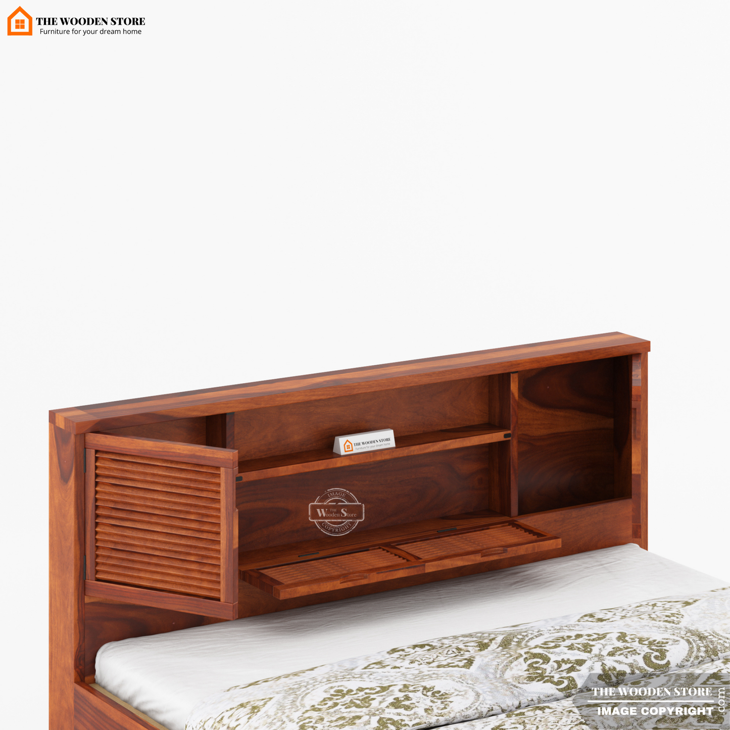 Franklin Bed without Storage (Queen Size, Honey Finish)