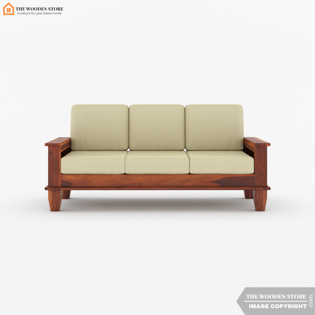 Donald 3 Seater Wooden Sofa (Honey Finish)