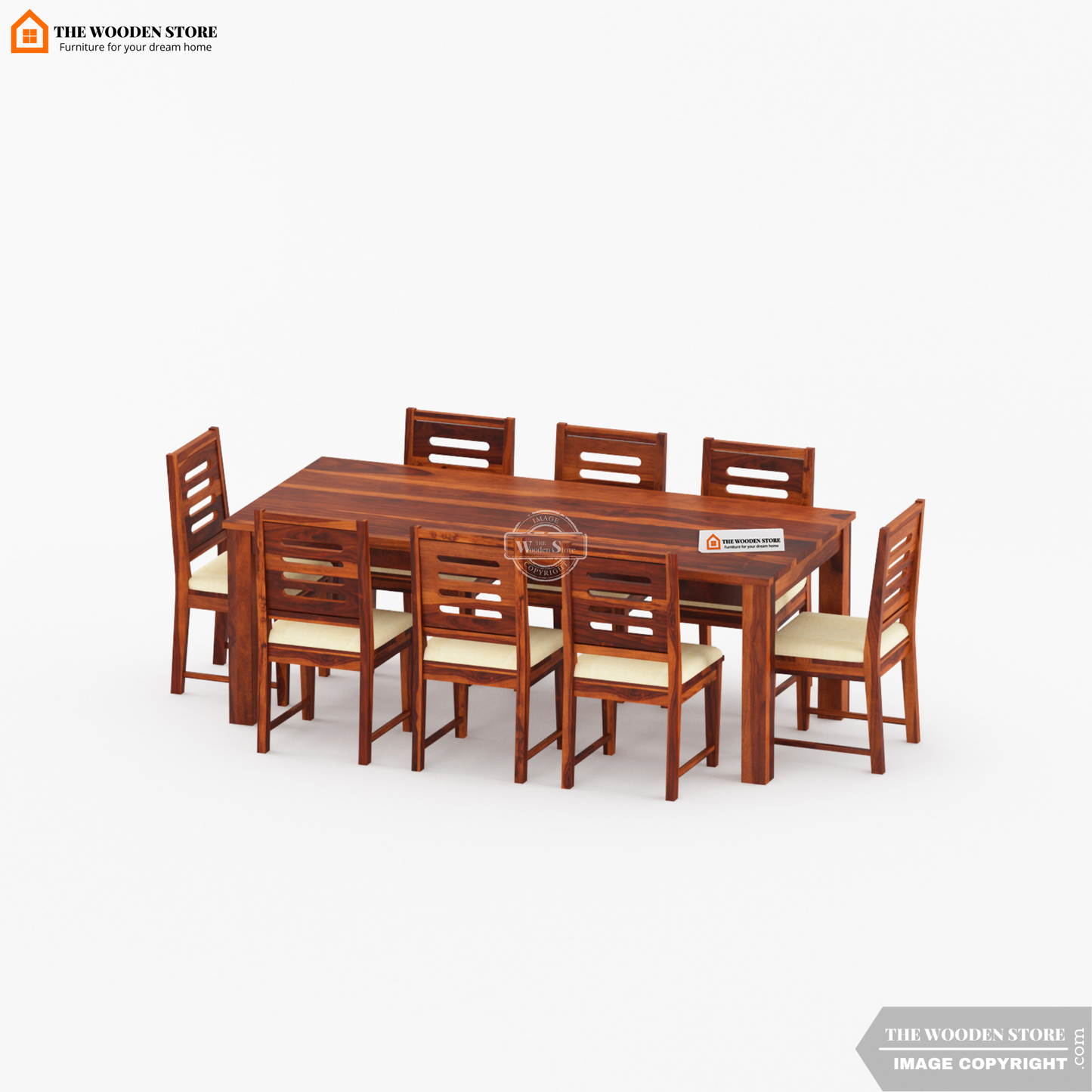 Bob 8 Seater Dining Set (Honey Finish)