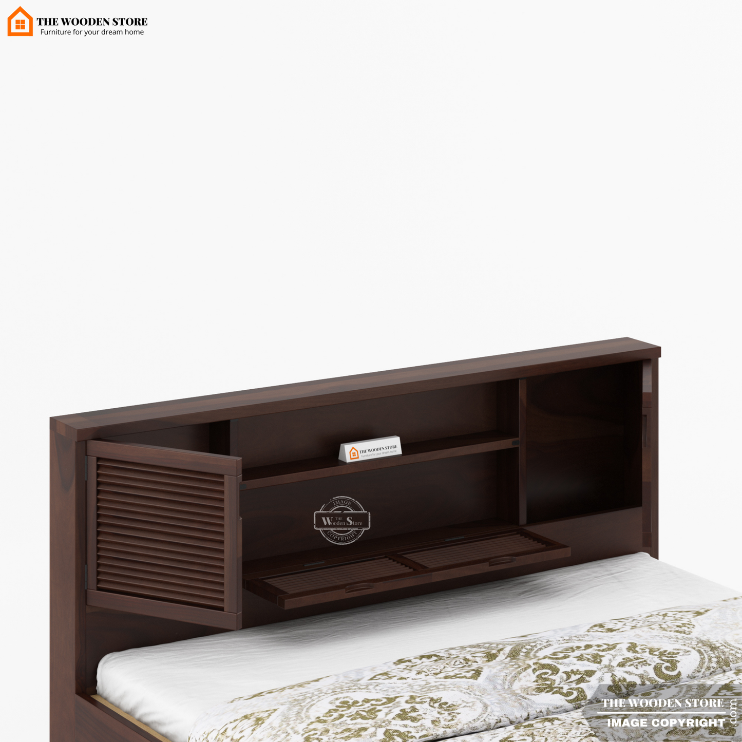 Franklin Bed without Storage (King Size, Walnut Finish)
