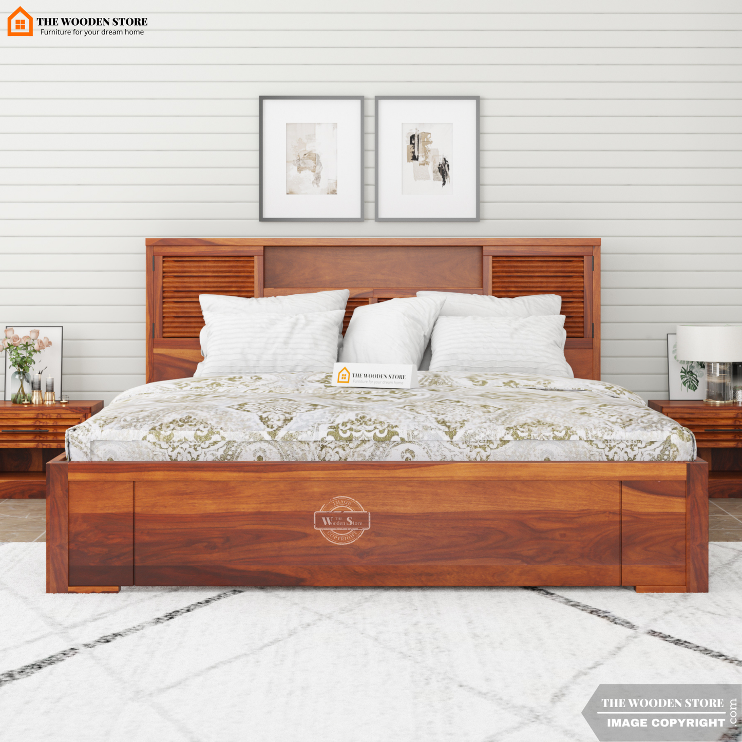 Franklin Bed without Storage (Queen Size, Honey Finish)