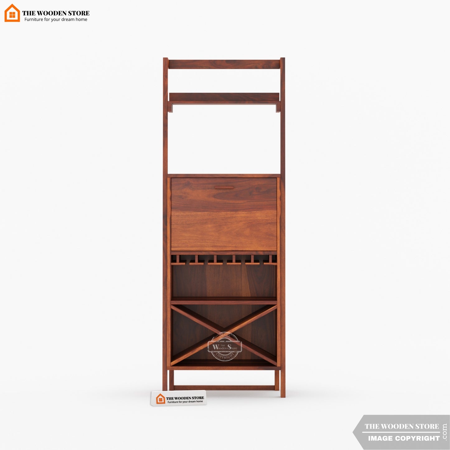 Teaire Large Bar Cabinet (Honey Finish)