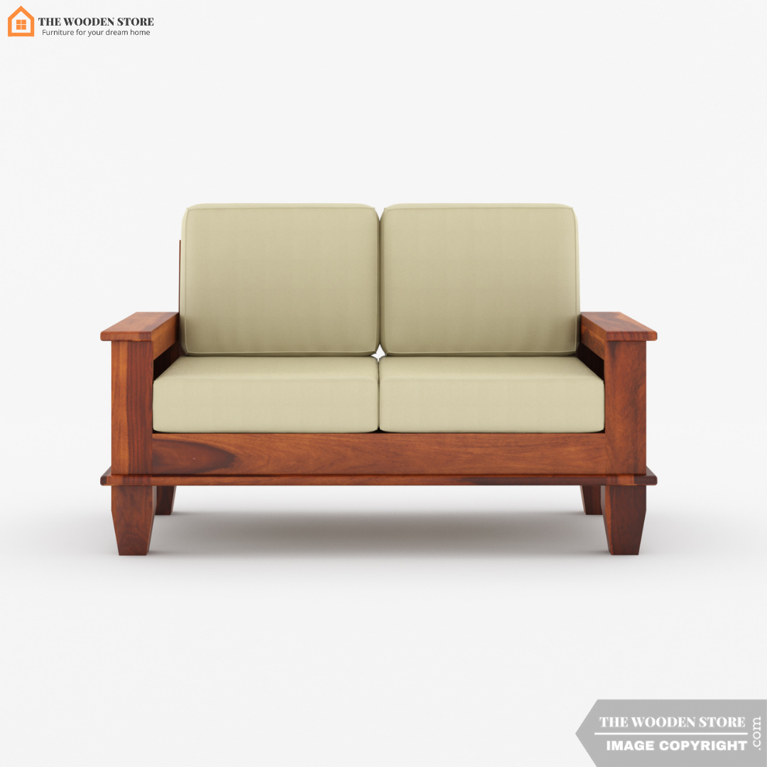 Donald 2 Seater Wooden Sofa (Honey Finish)
