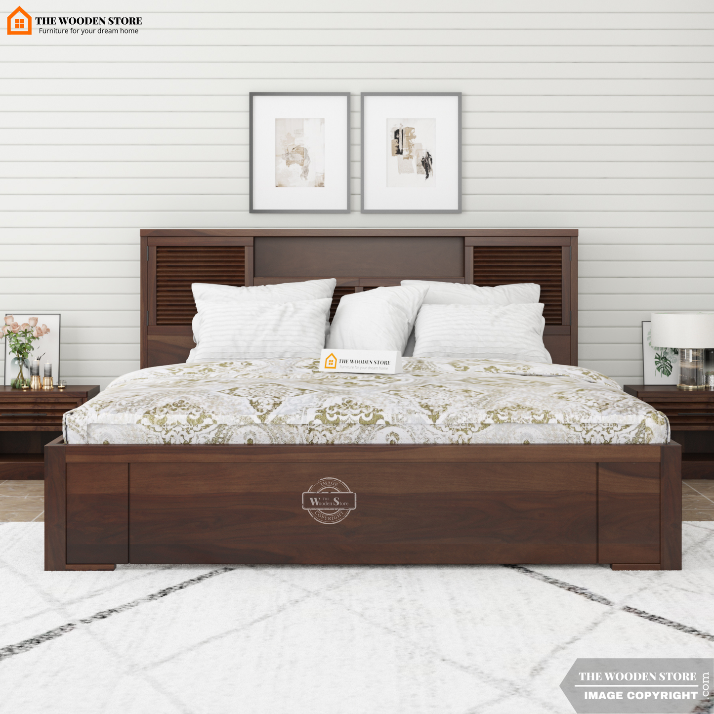 Franklin Bed without Storage (King Size, Walnut Finish)